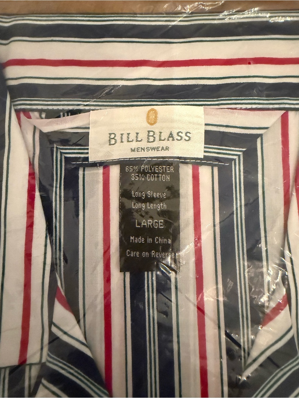 NIP Bill Blass Men’s Pajama Set Large Navy Red White Striped Vintage Sleepwear - Picture 2 of 6